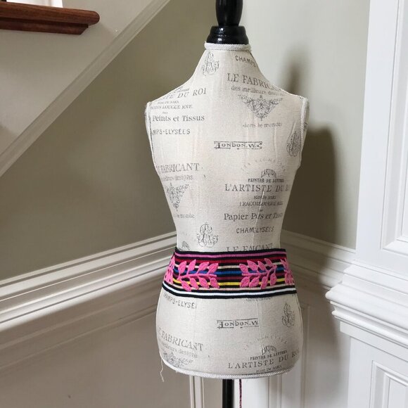 Carolina K Embroidered Wide Belt Womens Small Medium Large Stripes Tassels Waist main image 5